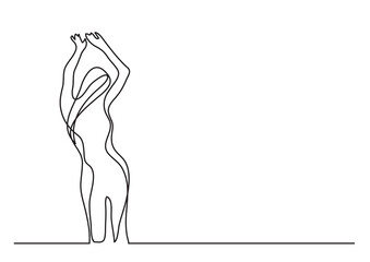 continuous line drawing vector illustration with FULLY EDITABLE STROKE of dancing woman