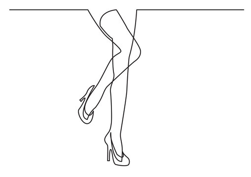 recommend clip art: continuous line drawing vector illustration with FULLY EDITABLE STROKE of sexy woman legs in high heels