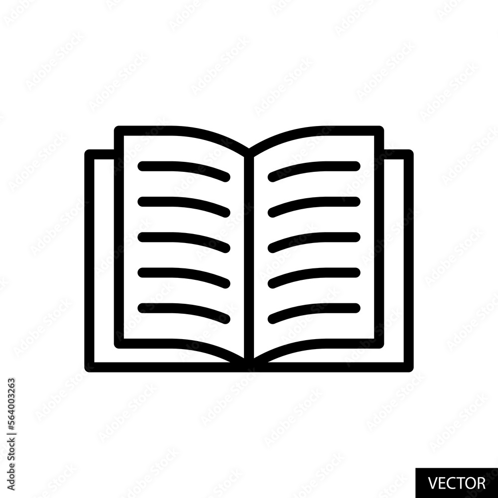 Poster open book vector icon in line style design for website, app, ui, isolated on white background. edita