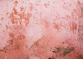 red painted wall with weathered look, moroccan street wall. Urban detail in africa