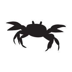 Black silhouette crab on a white background. Vector hand drawn kids illustration. Sea ocean. Underwater world