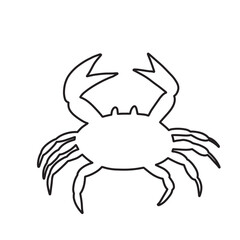 Line silhouette crab on a white background. Vector hand drawn kids illustration. Sea ocean. Underwater world