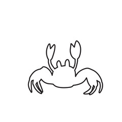 Line silhouette crab on a white background. Vector hand drawn kids illustration. Sea ocean. Underwater world