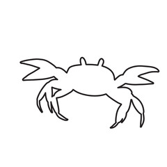 Line silhouette crab on a white background. Vector hand drawn kids illustration. Sea ocean. Underwater world