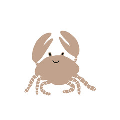 Cute crab in Scandinavian style on a white background. Vector hand drawn kids illustration. Sea ocean. Underwater world