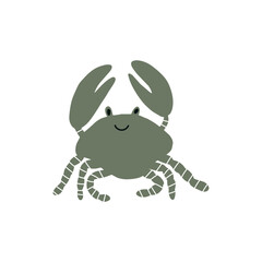 Cute crab in Scandinavian style on a white background. Vector hand drawn kids illustration. Sea ocean. Underwater world