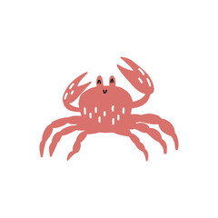 Cute crab in Scandinavian style on a white background. Vector hand drawn kids illustration. Sea ocean. Underwater world