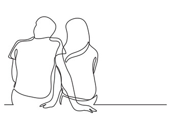 continuous line drawing vector illustration with FULLY EDITABLE STROKE - couple dating