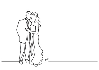 continuous line drawing vector illustration with FULLY EDITABLE STROKE - loving couple