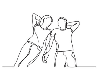 continuous line drawing vector illustration with FULLY EDITABLE STROKE - loving couple holding hands