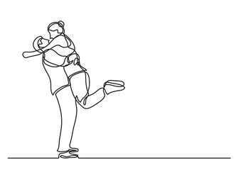 continuous line drawing vector illustration with FULLY EDITABLE STROKE - loving couple hugging