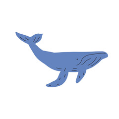 Whale, ocean animal. Sealife in Scandinavian style on a white background. Great for poster, card, apparel print. Vector illustration