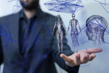 digital medical futuristic interface 3D rendering - connection