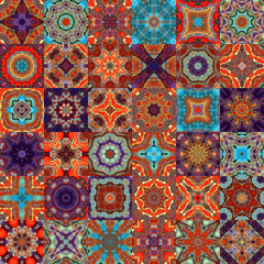 Seamless mosaic artwork backdrop  - Continuous design of kaleidoscopical medley graphic design 