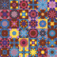 Seamless mosaic artwork backdrop  - Continuous design of kaleidoscopical medley graphic design 