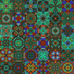  Seamless mosaic artwork backdrop  - Continuous design of kaleidoscopical medley graphic design 