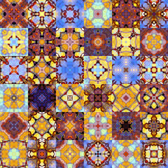  Seamless mosaic artwork backdrop  - Continuous design of kaleidoscopical medley graphic design 