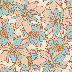 Pastel Retro Vintage Floral Seamless Pattern