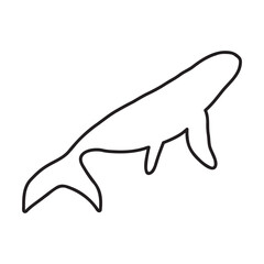Obraz premium Whale, black line silhouette ocean animal. Sealife in Scandinavian style on a white background. Great for poster, card, apparel print. Vector illustration