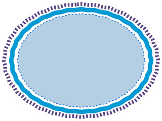 Blue Retro Round and Oval Labels with Copy Space for Add Content or Picture.
