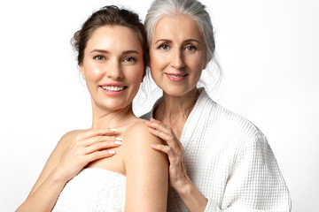 Two beautiful women of different ages and skin types after cosmetic procedures.