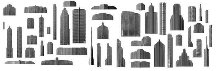 Set of city skylines - urban cityscape elements
