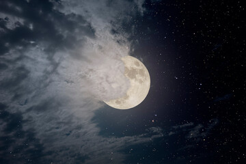 Naklejka na ściany i meble Cloudy full moon night