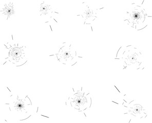 Set of glass bullet holes - vector design of circular broken glass templates kit
- 564008610