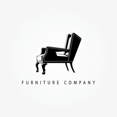 Chair silhouette vector, Furniture logo, Graphic template