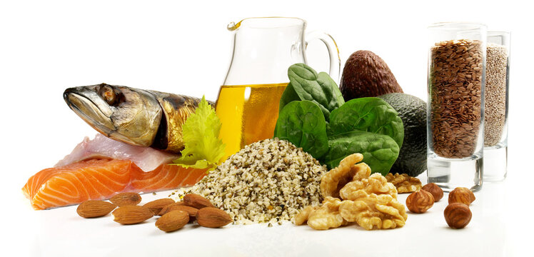 Fisch und Lebensmittel mit Omega 3 - Panorama
