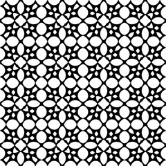 Vector pattern in geometric ornamental style. Black and white color.
Simple geo all over print block for apparel textile, ladies dress, fashion garment, digital wall paper.
