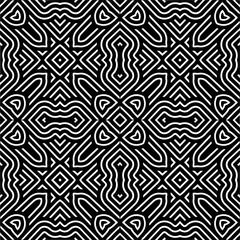 Vector pattern in geometric ornamental style. Black and white color.
Simple geo all over print block for apparel textile, ladies dress, fashion garment, digital wall paper.
