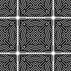 Vector pattern in geometric ornamental style. Black and white color.
Simple geo all over print block for apparel textile, ladies dress, fashion garment, digital wall paper.
