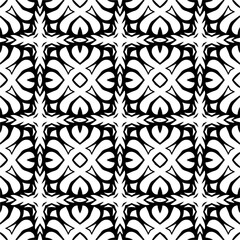Vector pattern in geometric ornamental style. Black and white color.
Simple geo all over print block for apparel textile, ladies dress, fashion garment, digital wall paper.
