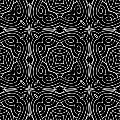 Vector pattern in geometric ornamental style. Black and white color.
Simple geo all over print block for apparel textile, ladies dress, fashion garment, digital wall paper.
