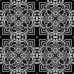 Vector pattern in geometric ornamental style. Black and white color.
Simple geo all over print block for apparel textile, ladies dress, fashion garment, digital wall paper.
