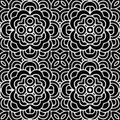 Vector pattern in geometric ornamental style. Black and white color.
Simple geo all over print block for apparel textile, ladies dress, fashion garment, digital wall paper.
