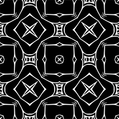 Vector pattern in geometric ornamental style. Black and white color.
Simple geo all over print block for apparel textile, ladies dress, fashion garment, digital wall paper.
