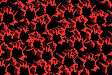 Fototapeta na wymiar Red Black Isometric Background Seamless Pattern, 3D Illustration