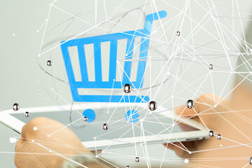 Shopping Cart Flat Design E-Commerce Icon - connection