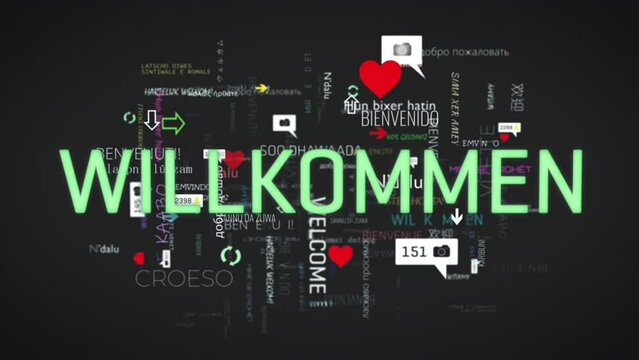 Willkommen german version of welcome phrase collage of greetings cloud