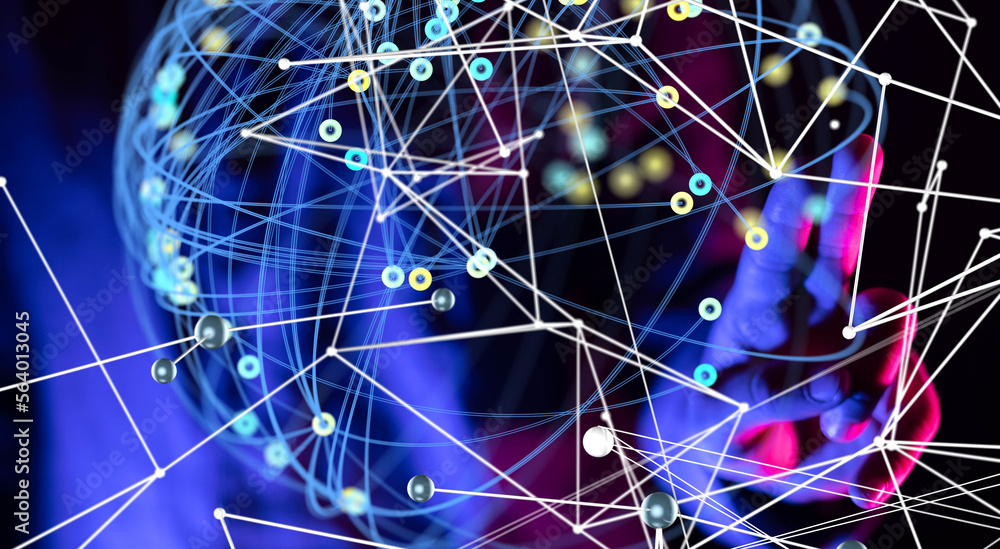 Poster conference digital network and data concept 3d - connection
