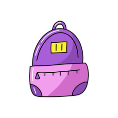 School bag travel hand luggage violet backpack icon vector sketch illustration artwork design student supplies isolated on white background