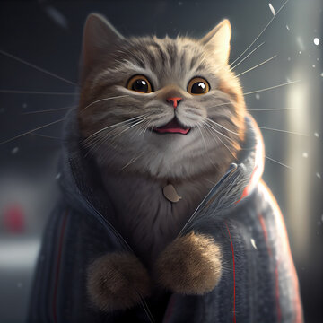 Happy cute baby cat , portrait, 3d illustration .
Pic your favorite cats from profile , pic as wallpaper, poster, t shirt and as you need