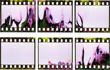 souped 35mm negative film strips, real scan of empty film material with scanning light...