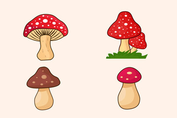Mushroom Cartoon Style Illustration Design