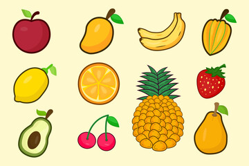 Set of Summer Fruits Illustration Design