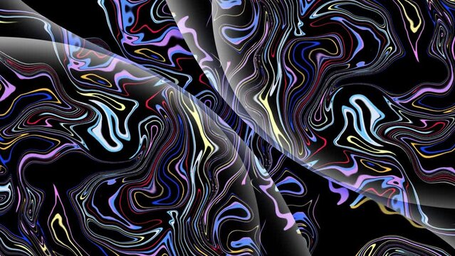 Circles of liquid background in bright neon waves