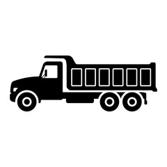Dump truck icon. Black silhouette. Side view. Vector simple flat graphic illustration. Isolated object on a white background. Isolate.