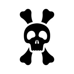 Skull and crossbones icon. Black silhouette. Vertical front view. Vector simple flat graphic illustration. Isolated object on a white background. Isolate.